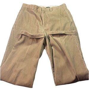 VTG LL Bean Men's Corduroy Pants 36x32 Cuffed Tan Light Olive Color